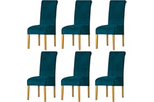 LANSHENG Dining Chair Covers Set of 6, Stretch High Back Chair Seat Protector Slipcovers, Washable Removable Kitchen Chair Covers for Dining Room (Teal, Set of 6)