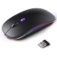KANMABPC Wireless Bluetooth Mouse, Rechargeable LED Dual Mode Mouse (Bluetooth 5.2 and USB Receiver) Portable Silent Mouse,fo