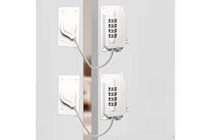 XWUX Combinación de Candado Nevera de Niños y Bebés, Seguridad Ventanas, Cerradura para Armarios, Cerradura Puerta de Frigorífico, Sin Necesidad de Herramientas ni Taladros, Giratoria 360° (Blanco,2 Pieza)
