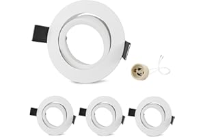 GeyouLux 4x Marco Foco Empotrable GU10 Giratorios Aluminio Blanco, Marco Ojo de Buey de techo Incl. Portalámparas GU10 Para Led O Halógena, Redondo Foco led interior techo, Orificio de montaje ø75mm