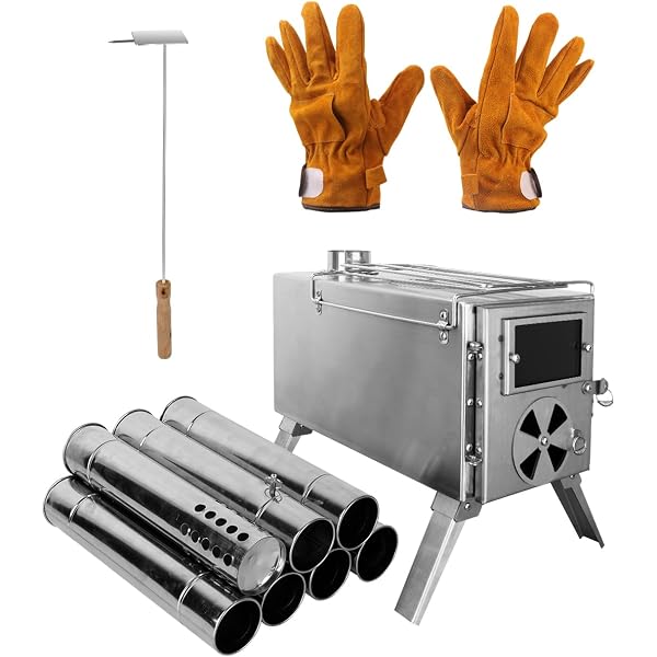 LAMA Tent Stove, Folding Stainless Steel Tent Wood Stove with Stainless  Wall Chimney Pipes u0026 Sides, Portable Wood Burner Stove for Heating Cooking  Tents Shelter Garden Camping : Amazon.co.uk: Sports u0026 Outdoors