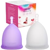 CROING 2 Pieces Menstrual Cup (Purple S and White L)