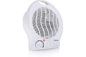 Tristar KA-5039 Calefactor con ventilador eléctrico y 3 funciones ajustables, Termostato regulable, 2000 W, Asa integrada, Blanco