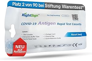 ‎SALOOT RightSign Schnelltest - Platz 2 von 92 bei Stiftung Warentest *- Lange Haltbarkeit - Corona Selbsttest für zu Hause (20 Stück einzeln verpackt)
