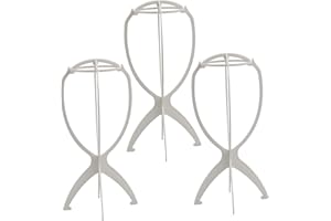 ZeriTlolen 3 Pack Wig Stands for Wigs, Wig Head for Long Short Wigs, Portable Collapsible Wig Dryer Travel Short Hair Extensions Stands, Hairpin Durable Plastic Folding Wig Holder(White, 14 Inch)