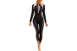 SEAUR Women's One Piece Swimsuit Long Sleeve Rash Guard UV Sun Protection Diving Suit for Snorkeling Kayaking