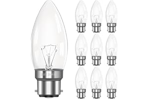 Morotty B22 Candle Bulbs Dimmable Warm White 2700K, 250LM, AC 230V, B22 BC C35 Candle Bulbs Large Bayonet Cap, Decorative Light Bulb for Chandelier, Ceiling Light, 10 Pack