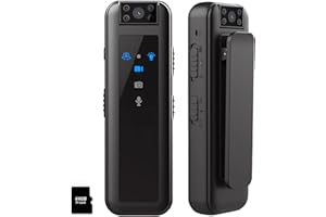 SRIKEKL Mini Body Camera Video Recorder with Night Vision & Rotatable lens HD 1080P, 4-5 HR Battery Life Wearable Police Cam for Law Enforcement&Indoor/Outdoor Use(64GB Memory Card)