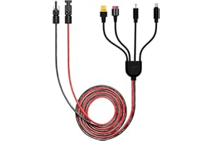 Leehitech 2M/6.56FT 4 in 1 Solar Panel Cable, 16AWG Universal Solar Cable Plug to Anderson/XT60/DC7909/DC5521 Charge Connectors for Solar Panel, Portable Power Station, Solar Generator