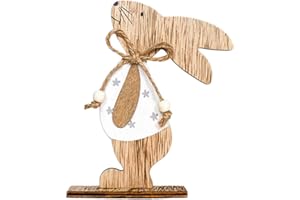 Janly Clearance Sale Easter Wooden Ornaments, Bunny Shapes Desktop Craft, Cute Rabbit Home Decoration, for Festival Party, Nice Gifts (Bunny, B)