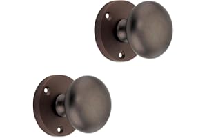 Infinity Decor Victorian Solid Brass Round Mortice Door Knobs Sprung Pull Handles Set 50mm - for Interior Doors (Matt Bronze)