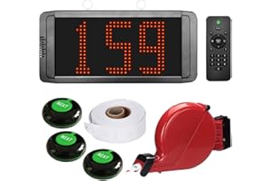 CYSSJF Kit Eliminacode Digitale Completo (000-999) | Chiamta Numeri Fila 3 Cifre per Coda | Display +Telecomando +Chiocciola +1 Rotolo +3 Pulsanti | Per Negozio,Supermercato,Banco,Gastronomie,Ambulatoro