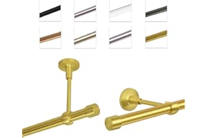 MDEKOR Tringle à rideaux 160 cm - Tringle à rideaux pour montage mural ou au plafond - Laiton doré en métal - Diamètre : 19 mm