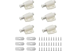 QNENEAM 6 Packs Push to Open Door Catches, Magnetic Pressure Touch Release Catches Latch Including Fixing Screws, Heavy Duty Latches for Cabinet Doors, Ideal for Kitchen, Bathroom (White)