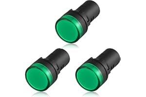 ‎TOPHOMER 3 Stück 22mm LED Kontrollleuchte - AC 220V Led-anzeige Signalleuchte, Flush Panel Anzeigeleuchten (Grün)