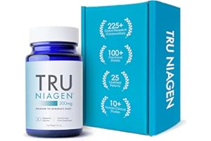 TRU NIAGEN NAD+ Supplement Niacin as Nicotinamide Riboside for Reduction of Tiredness & Fatigue, Patented Formula NR - 300mg x 30 Count