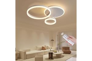 LXJCSM LED Deckenleuchte, 54W Dimmbar Deckenlampe, Modern Lampe Wohnzimmer 65cm 3-ring Led Lampen Deckenlampen, Weiß Aluminium Deckenlampe Led für Schlafzimmer Wohnzimmer Büro Arbeitszimmer Kinderzimmer