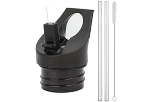 Simsky Set di Coperchi di Ricambio con Cannuccia per Bottiglie in Acciaio Inox, Coperchio di Ricambio per Bottiglia da Bere, Variabile, a Prova di Perdite, Coperchi con Cannuccia di Ricambio