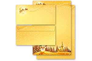20-pc. Complete Set Christmas, Festive Wishes 10 Sheets of Stationery Paper + 10 Matching envelopes DIN Long windowless | Paper-Media