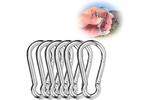 LJFEA 6pcs Moschettoni in Acciaio inox 304 Moschettone Acciaio Inox 40mm x 4mm con chiusura a scatto di alta qualità Moschettone Multifunzione per Portachiavi, Campeggio, Pesca ed Escursionismo