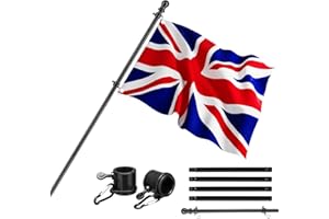 NIHUIFDPY 1.8M/5.9Ft Telescopic Flag Pole, Stainless Steel Flagpole Kit with Tangle-free 360 Rotating Rings, Adjustable Wall Mount Flag Poles for Garden Yard Fence Roof Walls (1pcs(Telescopic hand crank))