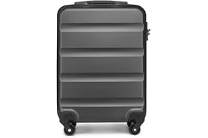 KONO Handgepäck Koffer Klein Reisekoffer Leicht Hartschale Rollkoffer mit TSA Schloss und 4 Rollen, Koffer M Grösse 55x38x20cm, 33Liter (Kabinentrolley Handgepäck, Grau)
