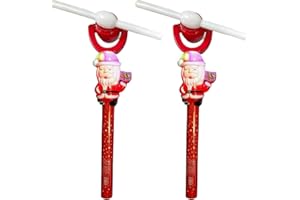 SDMAX Santa Adjustable Rotating Glowing Stick - 2 PCS, Children's Rotating Pinwheel Projection Wand with Flashing Swivel LED Light, Spinning Windmill Toy, Ideal for Outdoor Entertainment