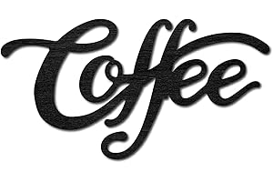 CREATCABIN Panneau de Café en Bois Découpé au Laser Décoration Murale en Bois Sculpture à Suspendre Décoration Murale Art Décoration pour la Maison Galerie Bureau Porte D'Entrée Noir 9" x 4.7"