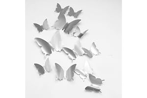 Mariposas Decorativas 3D, CAYUDEN 24pcs Extraíbles Mariposa 3D Espejos Decorativos de Pared 3 Tamaños 3D Mariposas Decoraciones para Fiesta Decoración, Boda, Dormitorio, Puerta, Ventana, Jardin