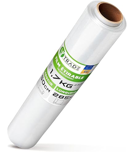 Lot De 3 Rouleaux Film Étirable Transparent 38cm X 150m - Avec Dévidoir Manuel