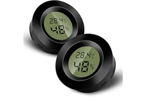 WOWFAST 2 mini termómetro digital para interiores, higrómetro digital LCD, monitor de temperatura y humedad para el hogar, guardería, incubadora de guitarra, reptiles, invernadero de coche, negro