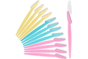 GUDQVOZIHG 60 pezzi rasoi per sopracciglia, sopracciglia, rasoio per la rimozione dei peli del viso, kit di strumenti per il dermaplaning, lame in acciaio inox con cappuccio, per trucco da donna e uomo