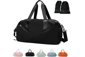 GLGHMH Sports Gym Bag, Pink Black Green Blue Portable Large Duffel Totes with 2pcs Shoes Compartments, Lightweight Overnight Weekend Bags for Sport Yoga Travel Swimmin