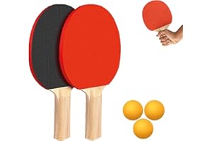 PODCASE Set de Ping Pong - Pack de 2 Palas y 3 Pelotas - Raquetas Validas para Principiantes como Aficionados y Expertos - Pack de Juego de Tenis de Mesa con Medidas Oficiales