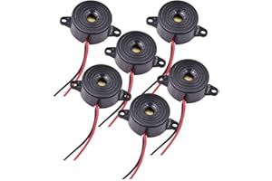 Wenxiaw Buzzer Elettronico 12v Allarme Sonoro Elettronico Cicalino Elettronico con Allarme Acustico Sistema di Allarme Cicalino per Suoni Continui di Circuiti di Fisica, 6 Pezzi, Nero
