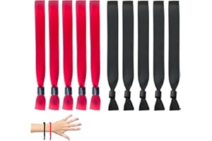 Qixuer 100 pièces Bracelets en Tissu, Bracelets d'identification, Bracelets de Fête, Bracelet d'entrée tissu pour Événement/Festival/Concert (50 Noirs + 50 Rouges)