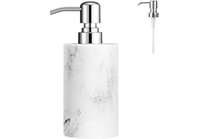 Luxspire Dozownik mydła, butelki z pompką do mydła w płynie w kształcie cylindra, pojemnik na szampon do wielokrotnego napełniania, słoik z żywicą do mycia rąk do łazienki, kuchni - biały marmur
