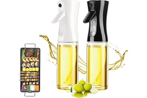 Pecewlos 2 Piezas De Aceite En Aerosol, 300 ml De Pulverizador Aceite Spray, Botella pulverizador aceite Recargable, Utilizado Para Cocinar, Asar, Pasta, Ensalada (Blanco y negro)