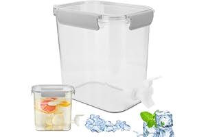 JASFYEE Distributeur Boisson, Distributeur De Boisson De 3.5L Avec Robinet, Jarre Cocktail En PET Et PP Avec Anneau En Caoutchouc Intégré, Adapté Au Thé Glacé Limonade Au Réfrigérateur Au Bar Fête