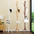 LEOPAX Bamboo Coat Rack with 7 Hooks | Free Standing Tree Coat Hanger Stand | Coat Stand for Coats, Hats, Scarves, Clothes, and Handbags | Assorted Color, 1 Piece (9 x 9 x 68 inch)