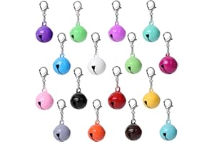 HJZHII 16 Stück Haustier Glocken für Hund Katze, Jingle Bell Charm aus Metall Anti-Lost Training Haustier Anhänger Zubehör mit Schlüsselanhänger aus Edelstahl für Haustiere