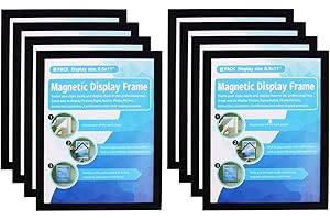NEWZEALKIDS A4 Magnetic Display Frame,Self Adhesive Magnetic Paper Holder for License, Photos, Notices, Wall and Windows(Pack of 8,Black)