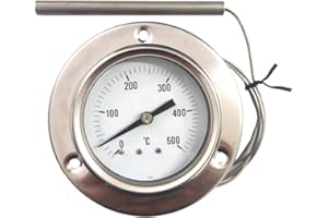 REDPOINT PIROMETRO/termometro 0-500° INOX per FORNI PIZZA, BBQ,FORNI a LEGNA, etc.