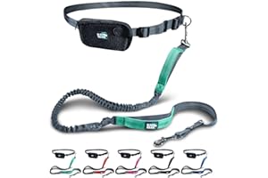 Black Rhino Correa Premium Manos Perro Gratis para Running Correr Caminar y Excursionismo Longitud Ajustable manija Doble Amortiguador Auxiliar Correa Mediano Grande manijas