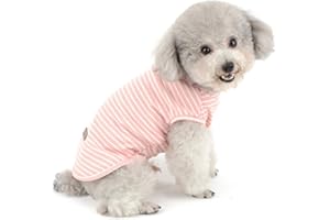 SELMAI Camisetas para Perros Pequeña Camiseta para Gatos Moda Rayas Suave Algodón Manga Corta Camiseta sin Mangas para Niñas Niños Cachorro Yorkshire Terrier Chihuahua Ropa Primavera Verano Rosado XL