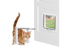 Williyatt Chatière pour Chats, Verrouillage à 4 Voies Chatière 25 x 23.5 x 5,5cm pour Chats et Petits Chiens de circonférence <75cm, Facile à Installer et à Utiliser (L)