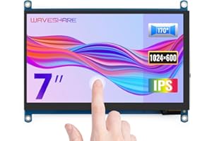 Waveshare 7inch Display for Raspberry Pi 4 Capacitive Touchscreen HDMI LCD 1024x600 Pixel IPS Monitor support All RPi/Jetson Nano/PC, Support Software Configurable Resolution (up to 1920x1080)