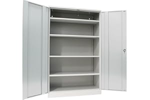 ‎SCHRANK & STUHL Schrank & Stuhl Werkzeugschrank Obelixxx – Werkstattschrank mit 4 höhenverstellbaren Fachböden, Stahlschrank für Werkzeuge, 195 x 120 x 50 cm (H x B x T), Grau