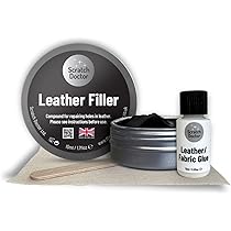 Scratch Doctor - Kit di riparazione per volante in pelle, riempie fori e crepe, rimuove grasso, ripristina il colore sbiadito e usurato, kit completo (nero