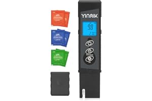 YINMIK Digital pH Meter, New Improved pH Test Strip Display with ATC Water pH Tester Pen for Pool, Spa, Hot Tub, Professional pH and Temperature Meter for Hydroponic, Drinking Water, Wine, Aquariums